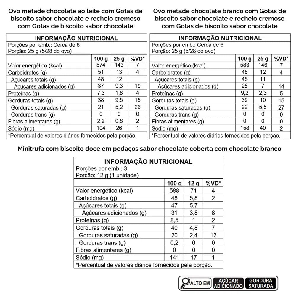 Ovo de Páscoa Recheado Meio a Meio Cookies & Cream 316G