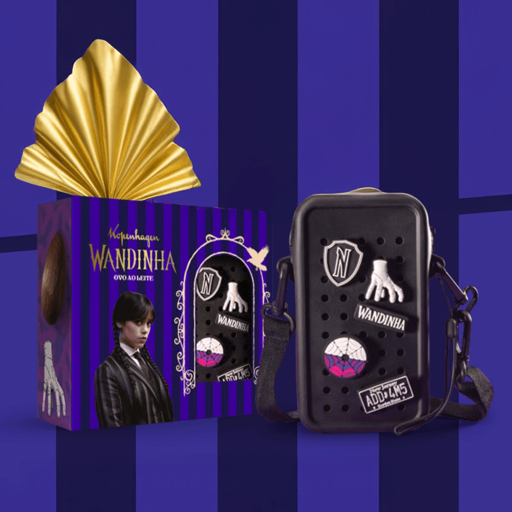 Ovo de Páscoa Wandinha com Bolsa e Pins 120G